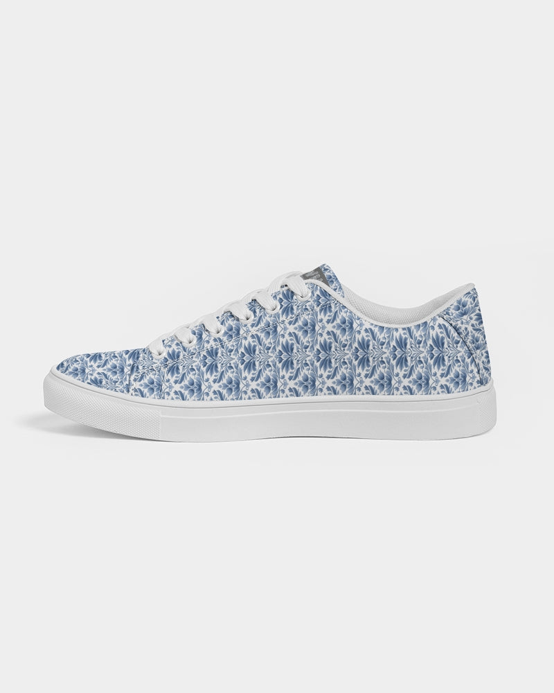 light blue Royal patten  Men's Faux-Leather Sneaker