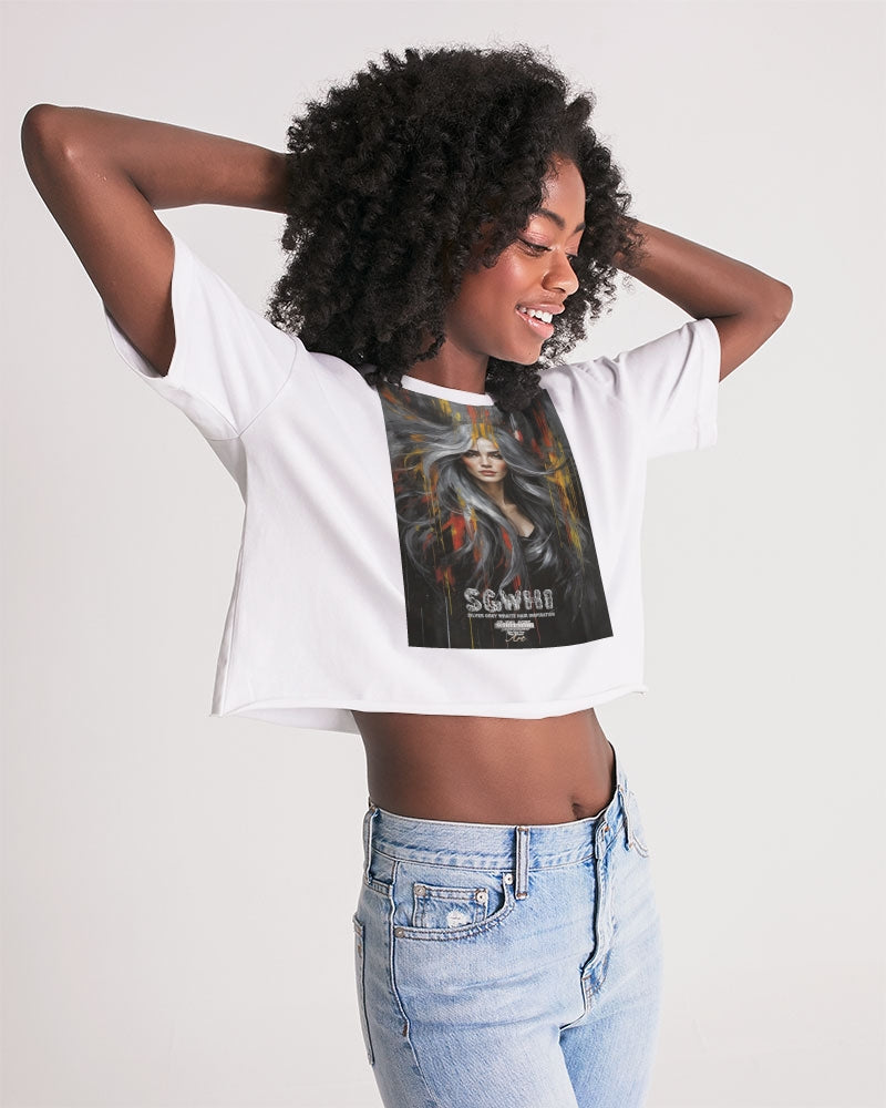 Beautiful white Sister [Part two collection] Women's All-Over Print Lounge Cropped Tee