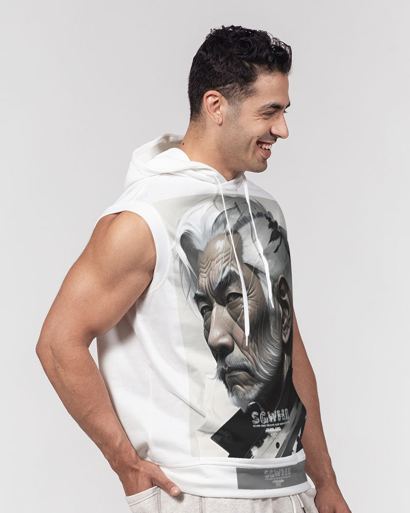 Handsome Asian brother pink painted portrait Men's All-Over Print Heavyweight Sleeveless Hoodie