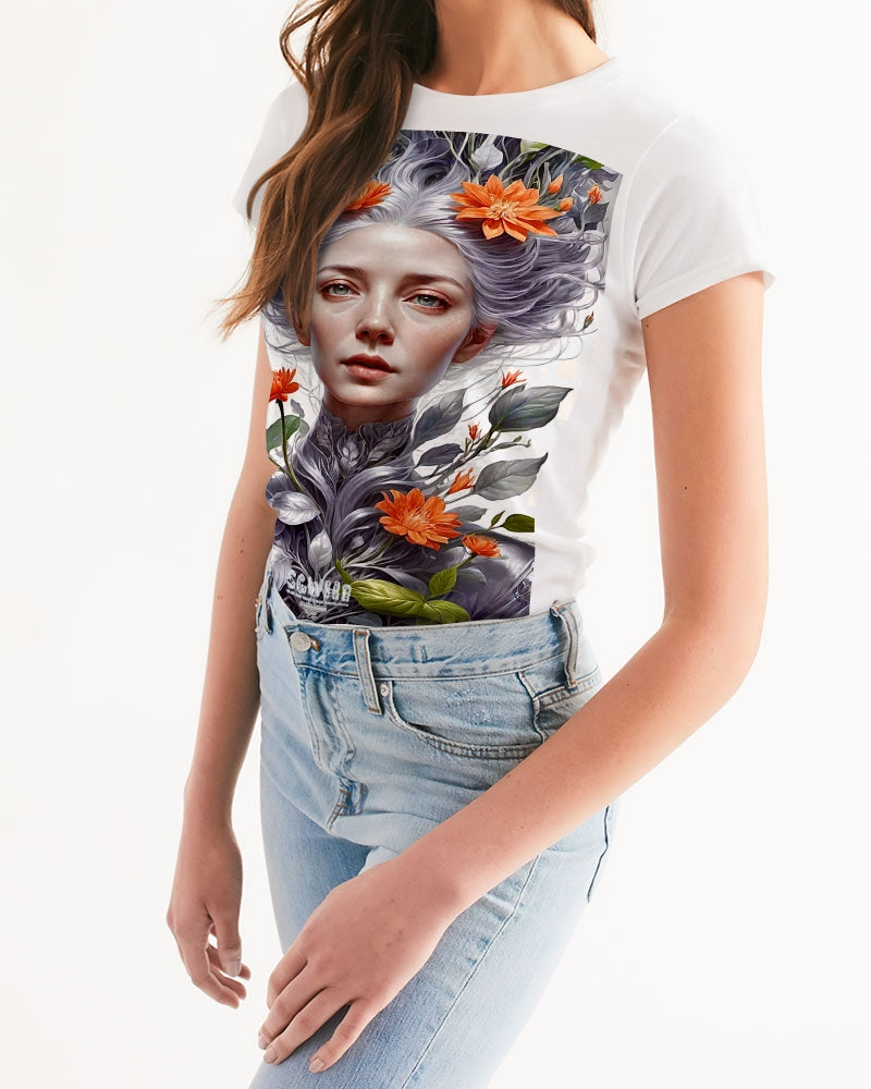 Beautiful white sister grey hair blossom Women's All-Over Print Tee