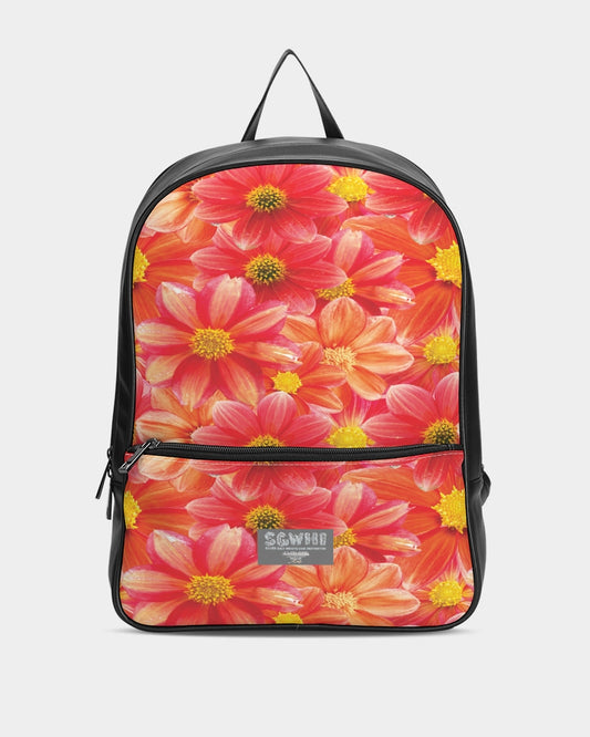 Beautiful blood orange flower design Classic Faux Leather Backpack