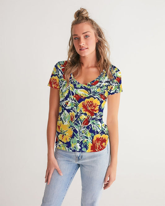 Painted floor design Women's All-Over Print V-Neck Tee