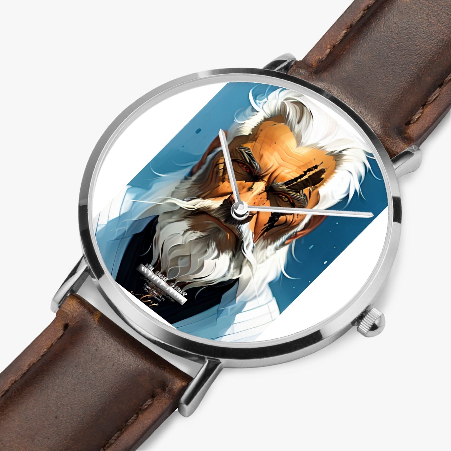 Silver bearded warrior. Hot Selling Ultra-Thin Leather Strap Quartz Watch (Silver)