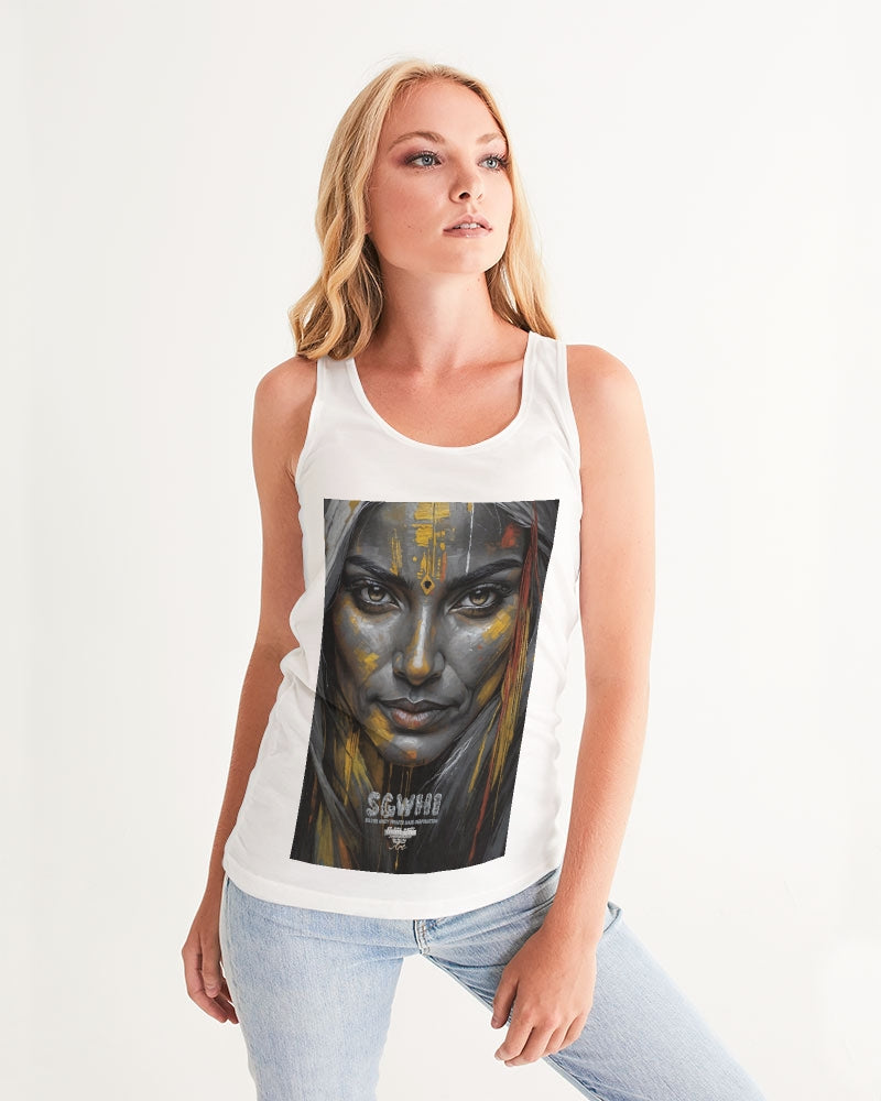 South Asian silver grey white hair sisters portrait [3] Women's All-Over Print Tank