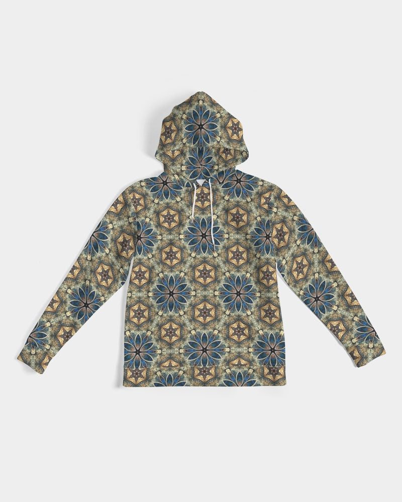 Green & Dark Blue almost star pattern. Men's All-Over Print Hoodie