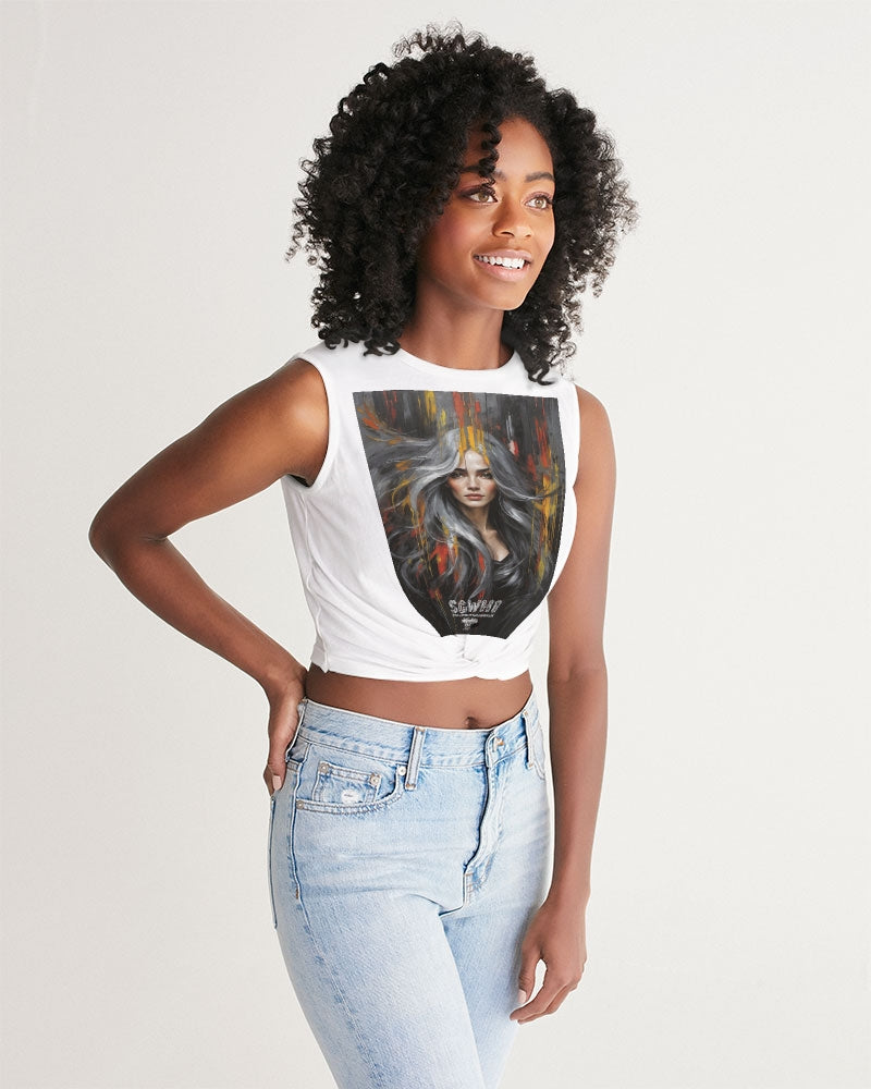 Beautiful white Sister [Part two collection] Women's  All-Over Print Twist-Front Tank