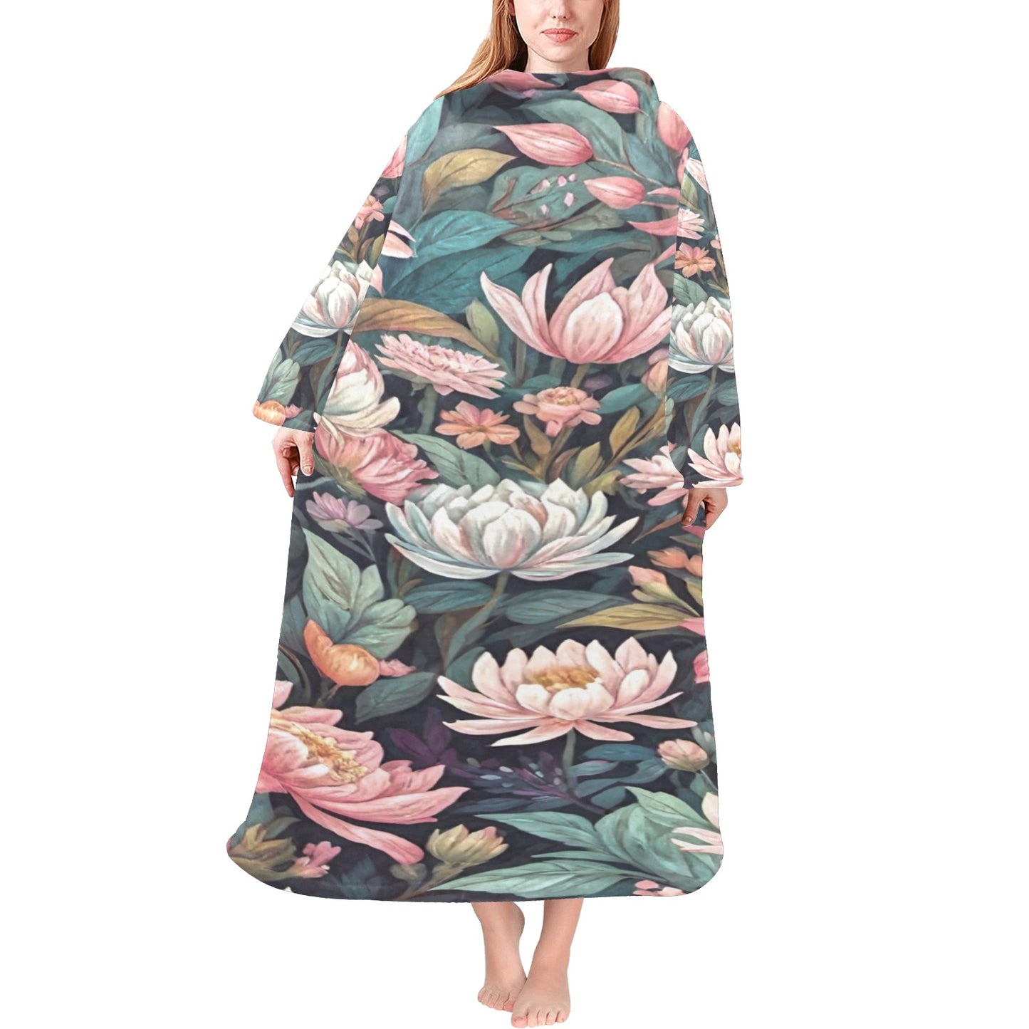 Blanket Robe with Sleeves for Adults