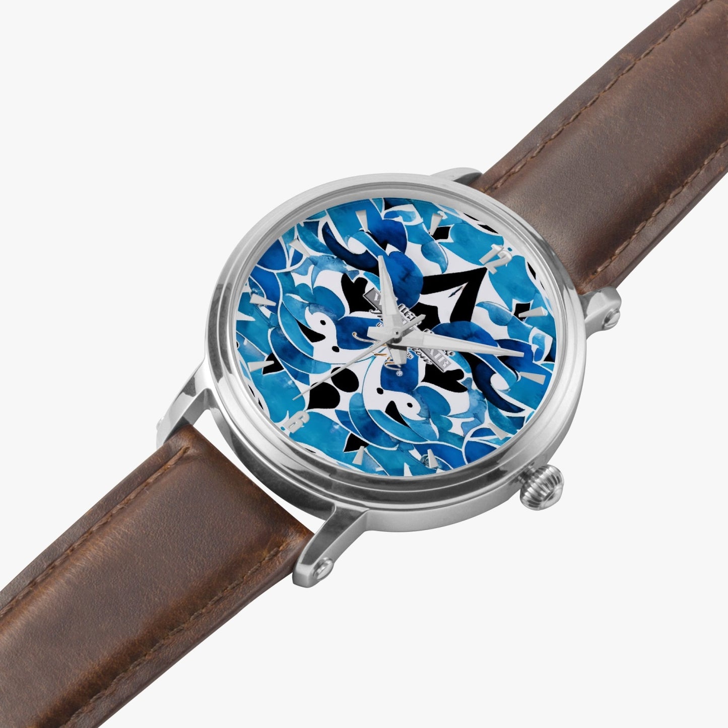 Silver grey white hair inspiration abstract pattern 46mm Unisex Automatic Watch (Silver)