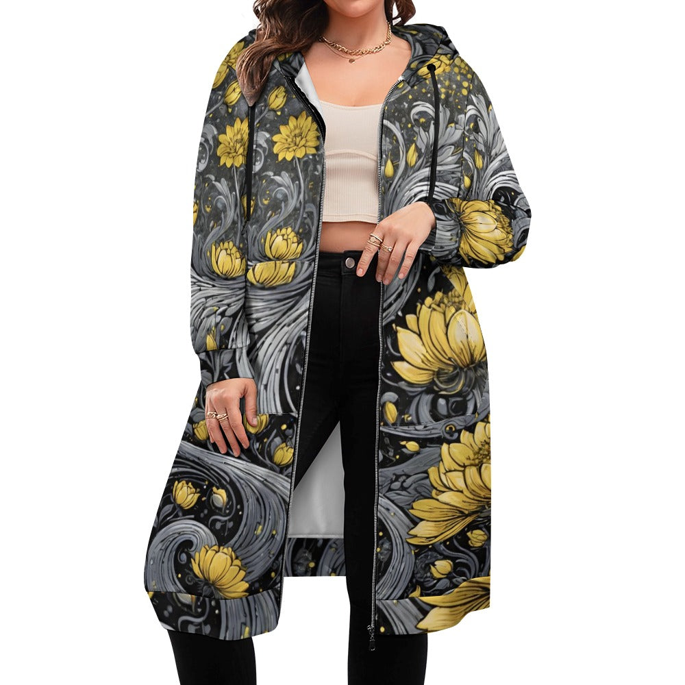 Women's full print long Hoodie