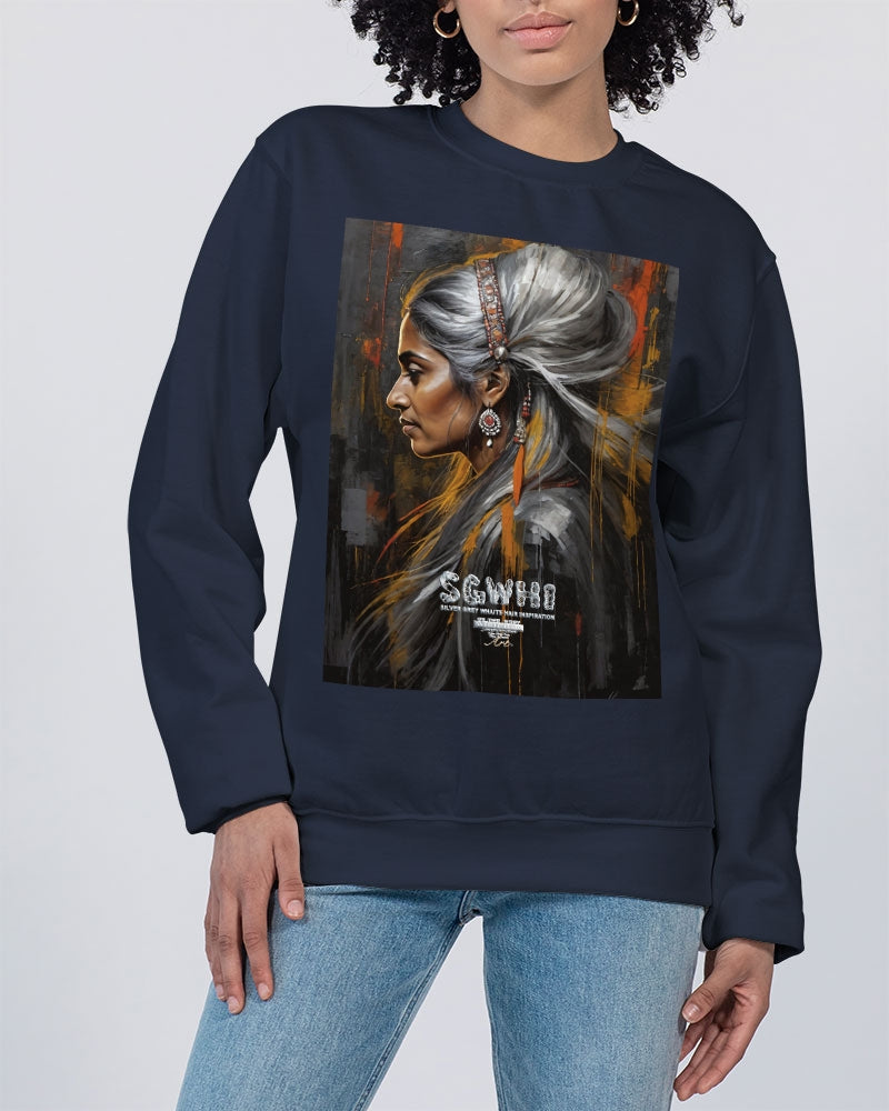 South Asian silver grey white hair sisters portrait [2] Unisex Sweatshirt | Champion