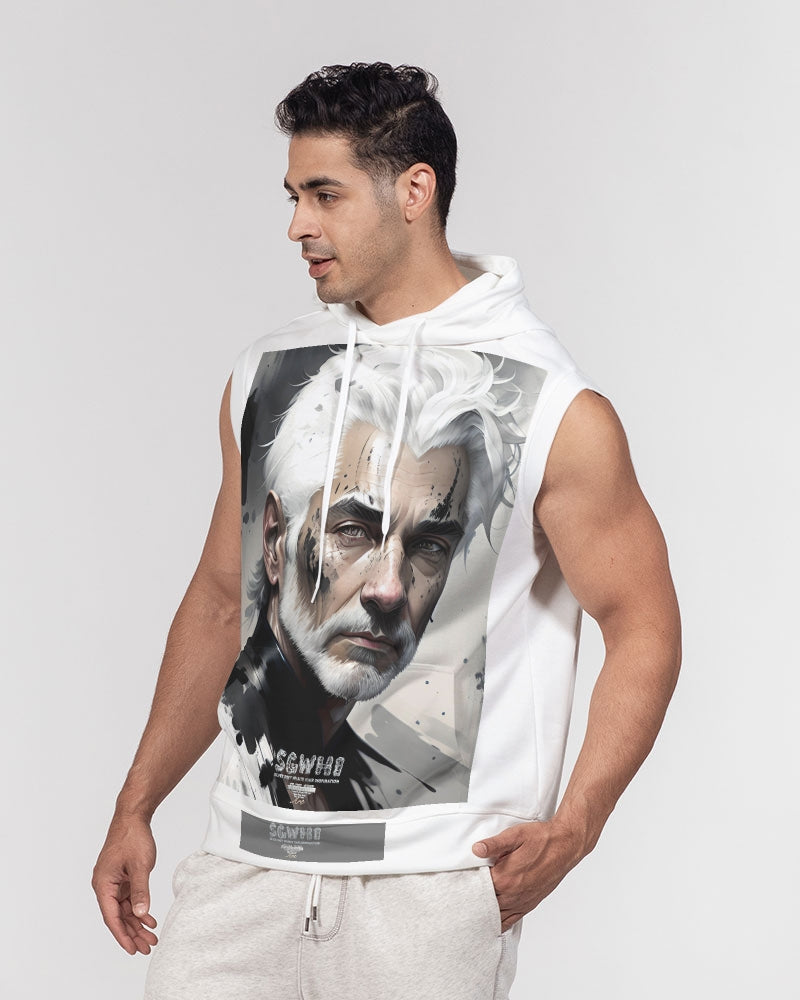 White silver grey fox King Men's All-Over Print Heavyweight Sleeveless Hoodie