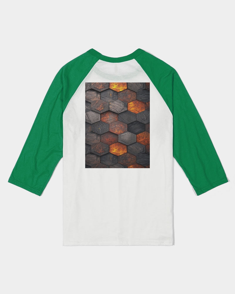 Cool stone hexagon patten 3D Unisex Three-Quarter Sleeve Baseball Tee | Bella + Canvas