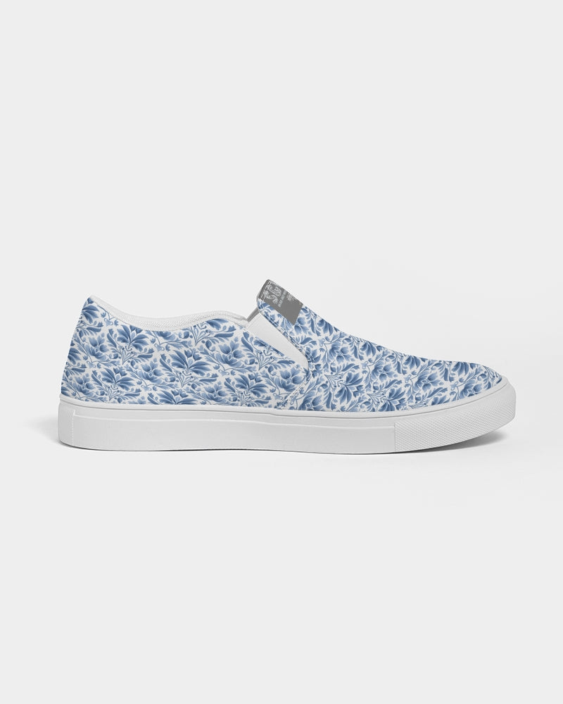 light blue Royal patten  Men's Slip-On Canvas Shoe