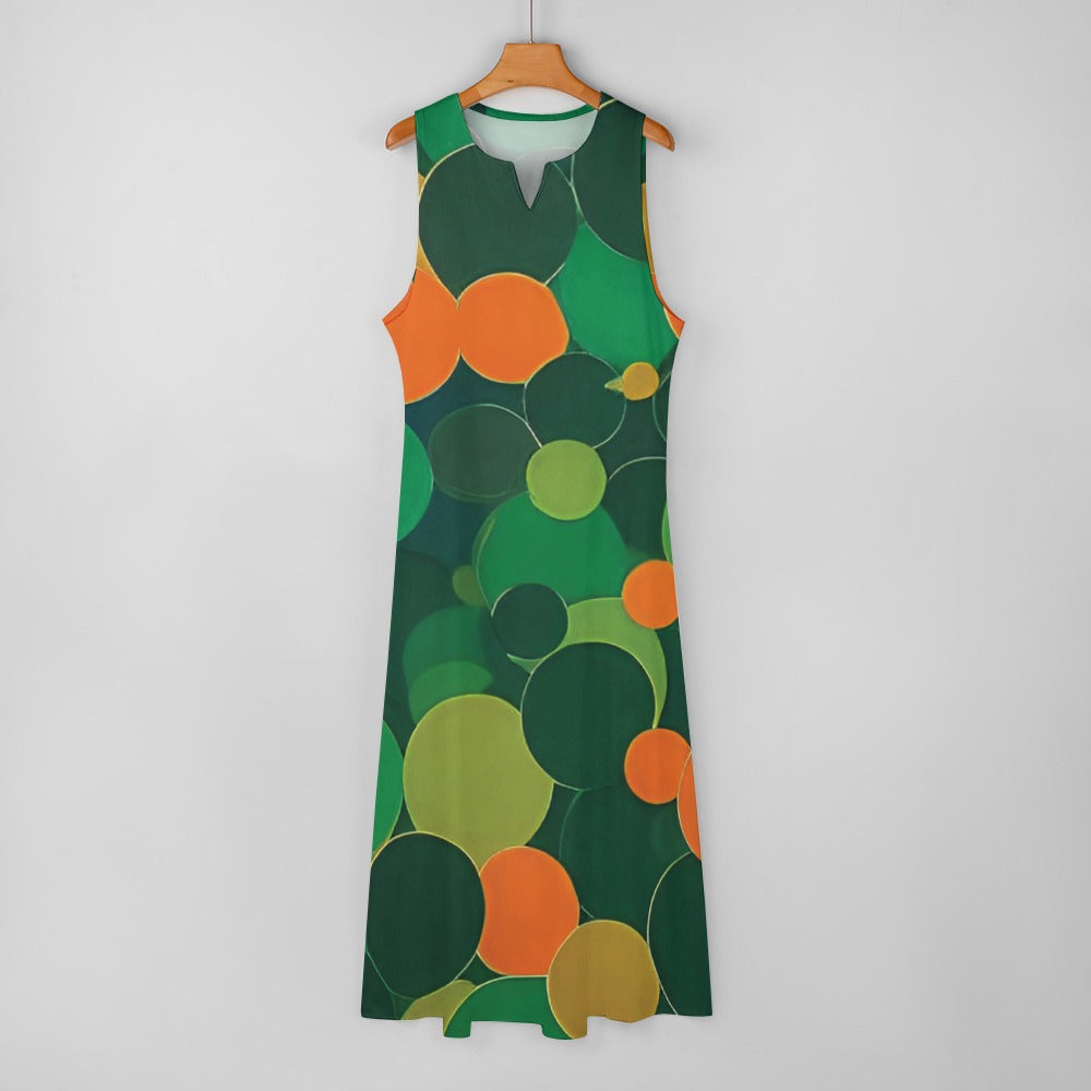 Orange and green ball pattern Long dress