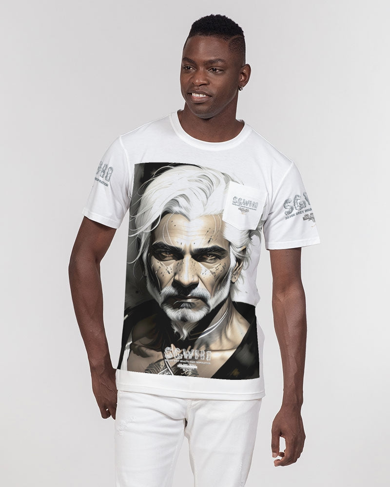 Handsome Silver grey Indian ink Portrait Men's All-Over Print Pocket Tee