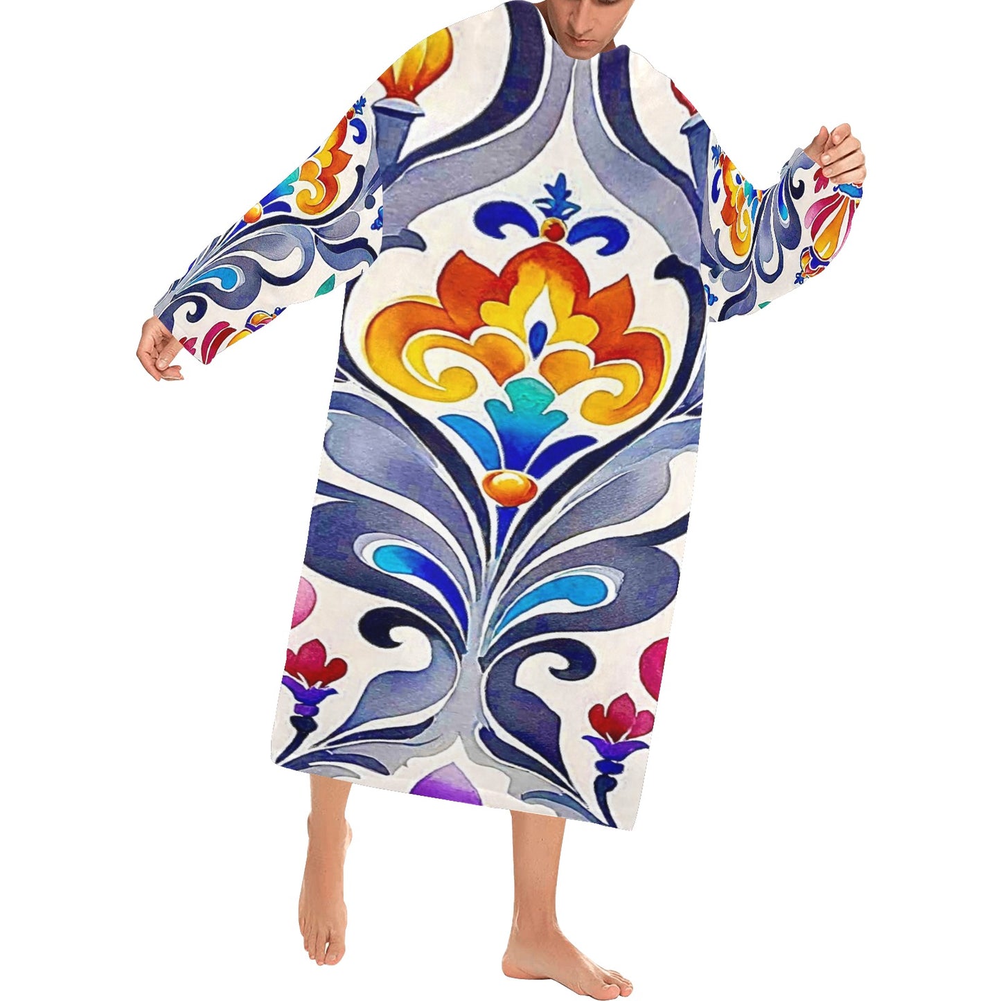 Blanket Robe with Sleeves for Adults