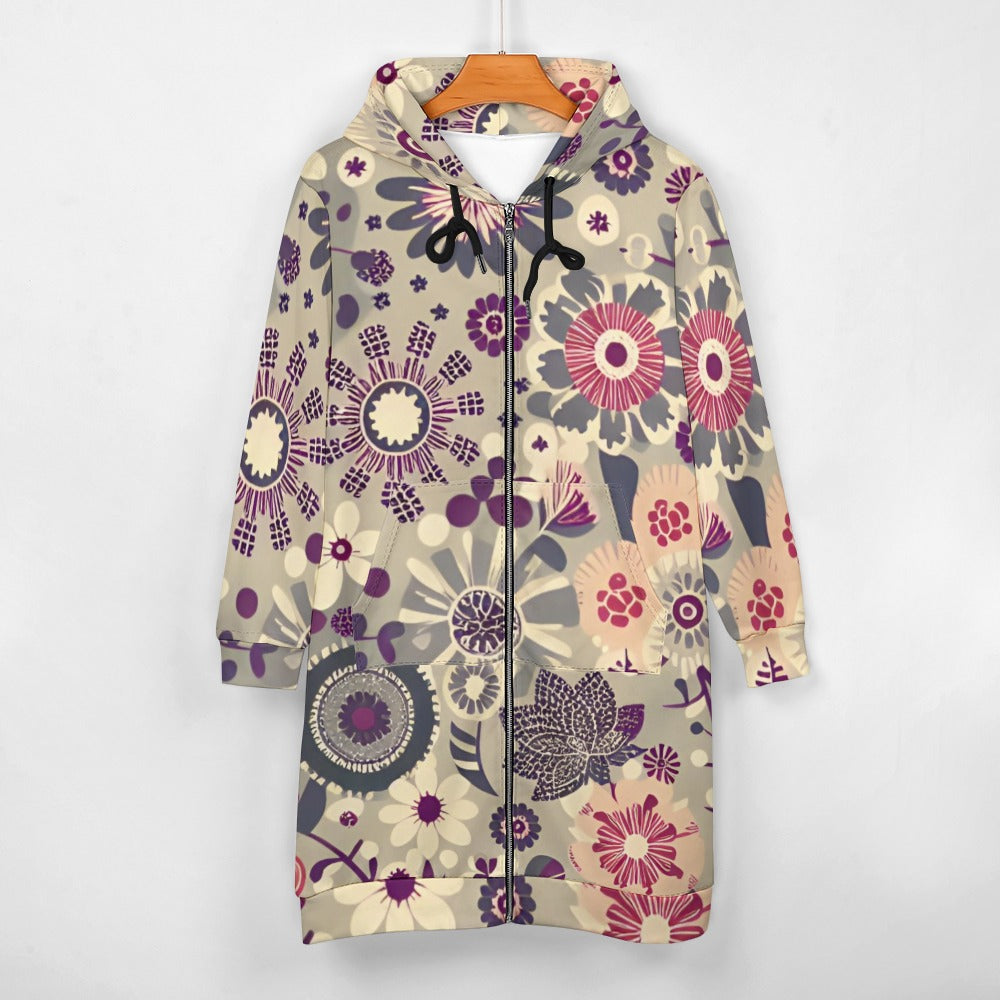 Women's full print long Hoodie