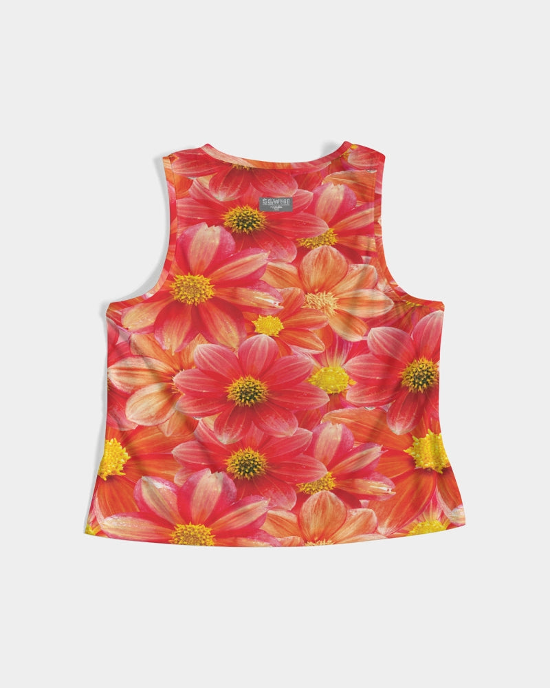 Beautiful blood orange flower design Women's All-Over Print Cropped Tank