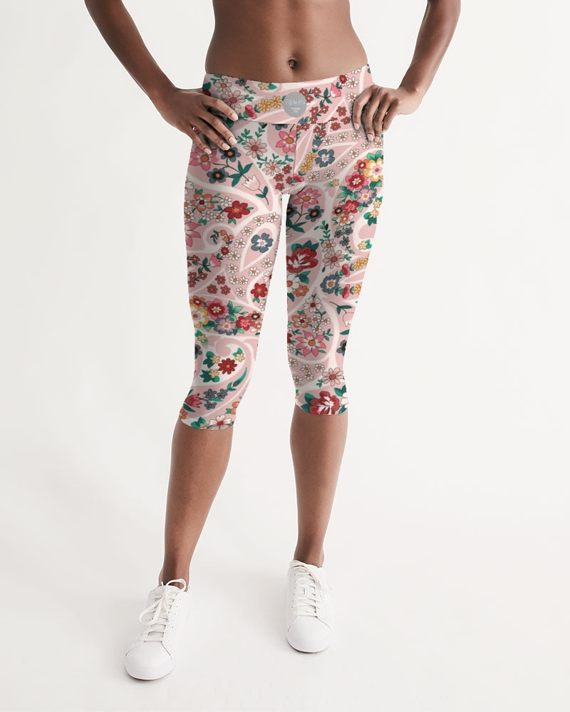 Pink abstract Pretty Sisters Women's All-Over Print Mid-Rise Capri