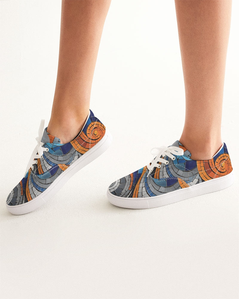 Beautiful Mosaic White Sister  Women's Lace Up Canvas Shoe