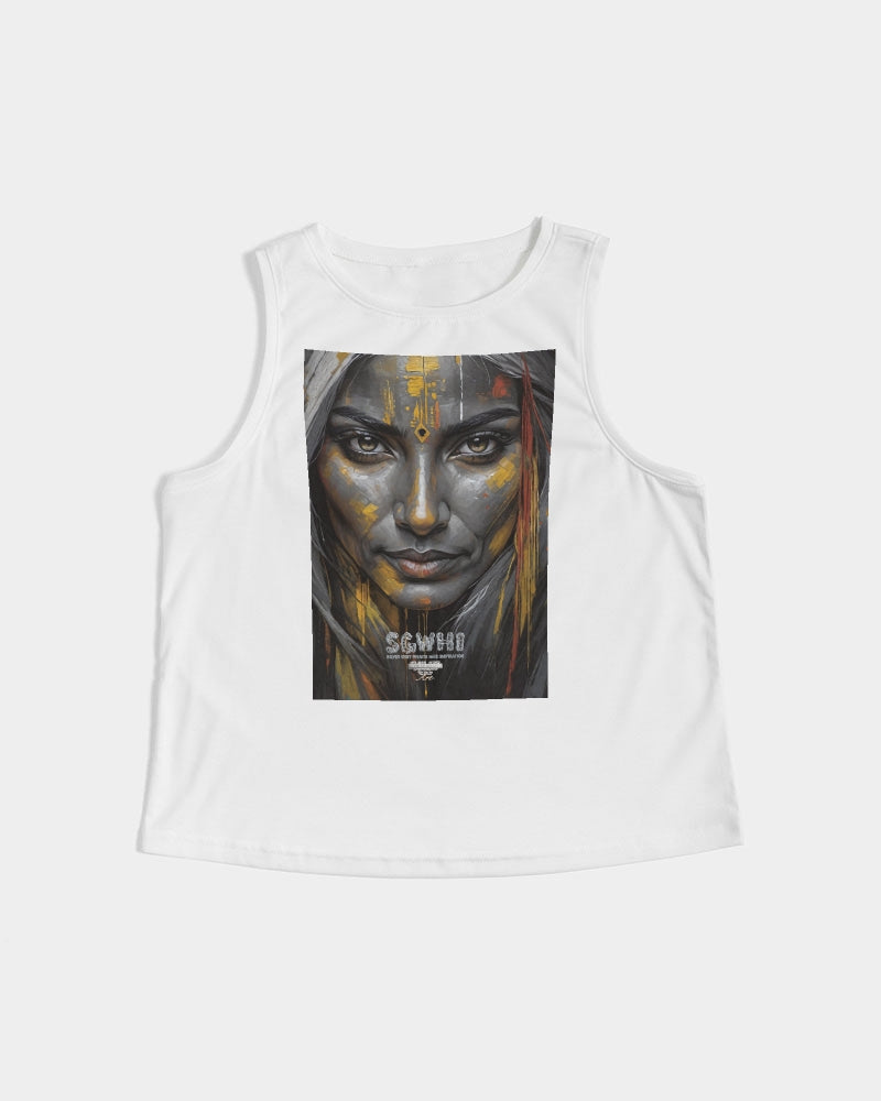 South Asian silver grey white hair sisters portrait [3] Women's All-Over Print Cropped Tank