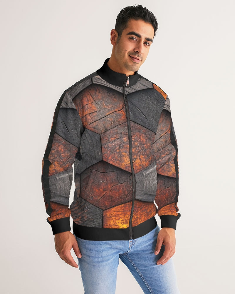 Cool stone hexagon patten 3D Men's All-Over Print Stripe Sleeve Track Jacket