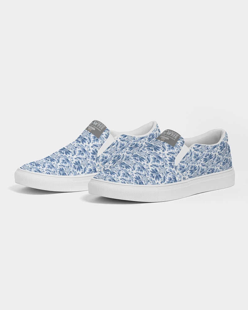 light blue Royal patten  Men's Slip-On Canvas Shoe