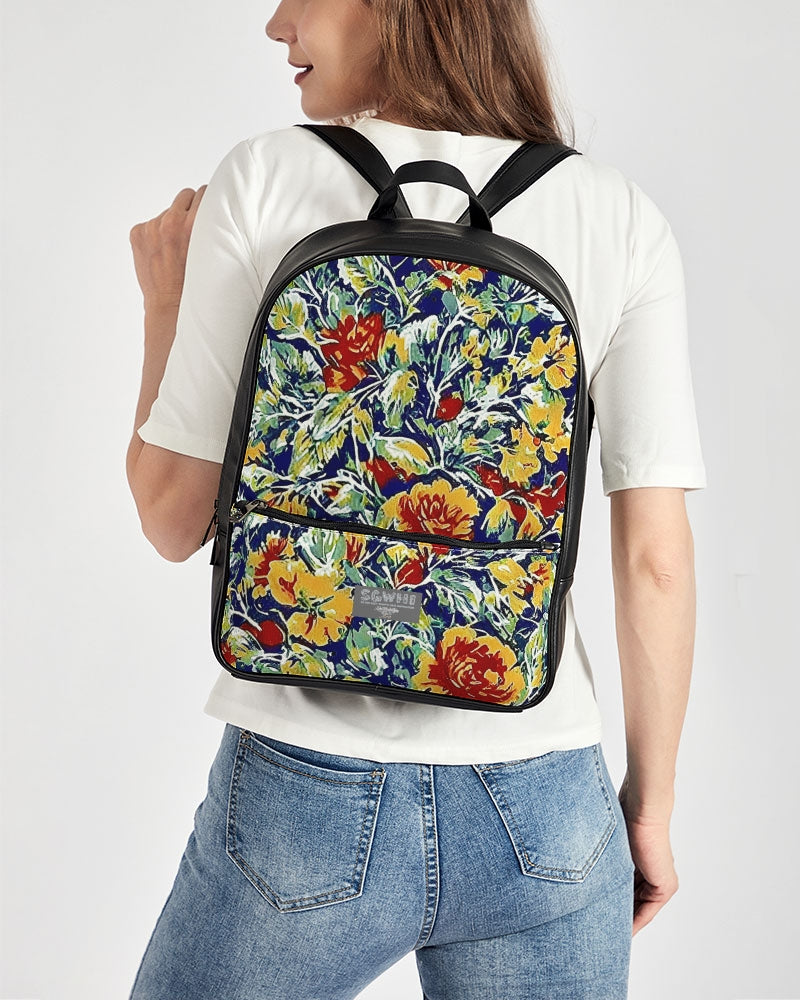 Painted flower design Classic Faux Leather Backpack