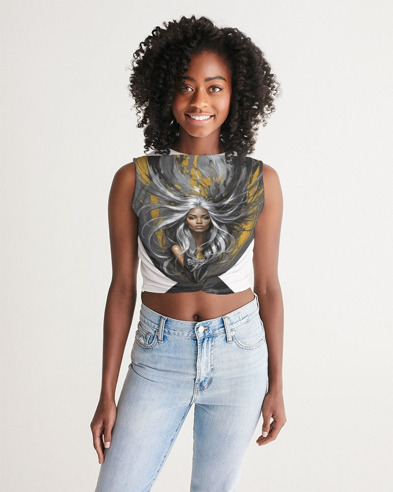 Black Sister Collection [Part 2 ] Women's  All-Over Print Twist-Front Tank