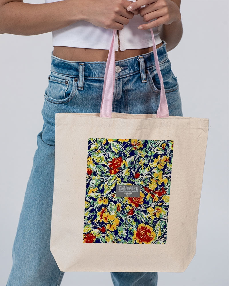 Painted floor design Canvas Tote with Contrast-Color Handles | Q-Tees