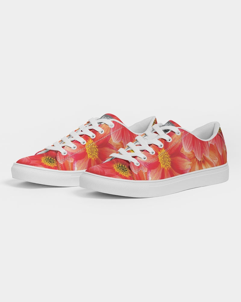 Beautiful blood orange flower design Women's Faux-Leather Sneaker