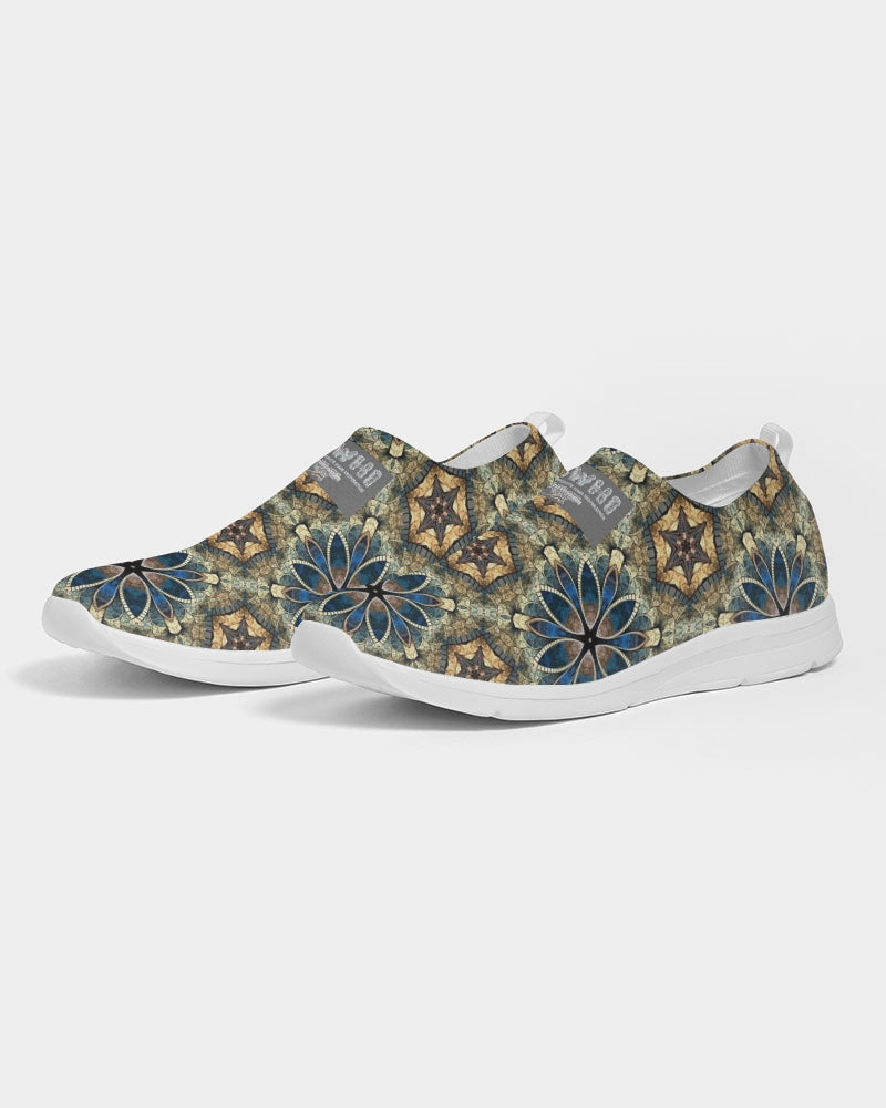 Green & Dark Blue almost star pattern. Men's Slip-On Flyknit Shoe