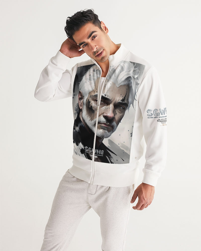 White silver grey fox King Men's All-Over Print Track Jacket