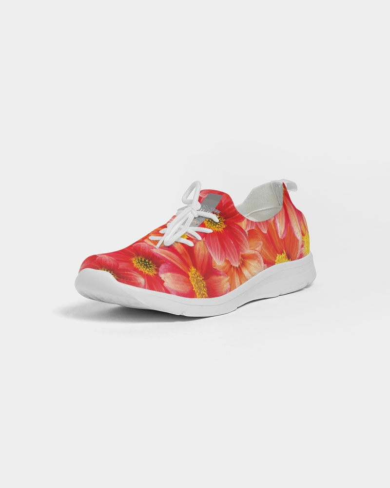 Beautiful blood orange flower design Women's Lace Up Flyknit Shoe