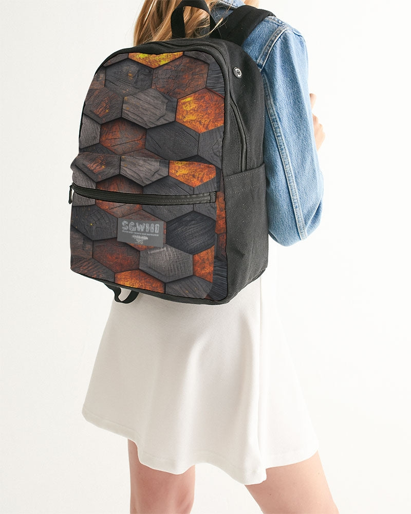 Cool stone hexagon patten 3D Small Canvas Backpack