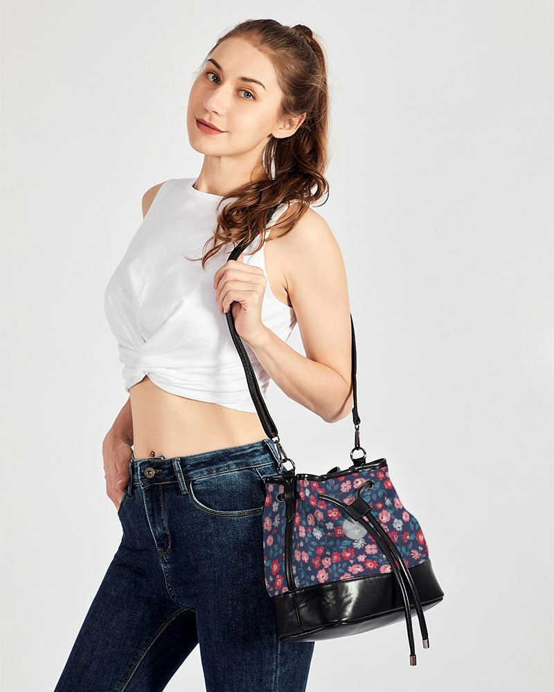 Midnight blue pretty glance.  Mini Drawstring Bucket Bag