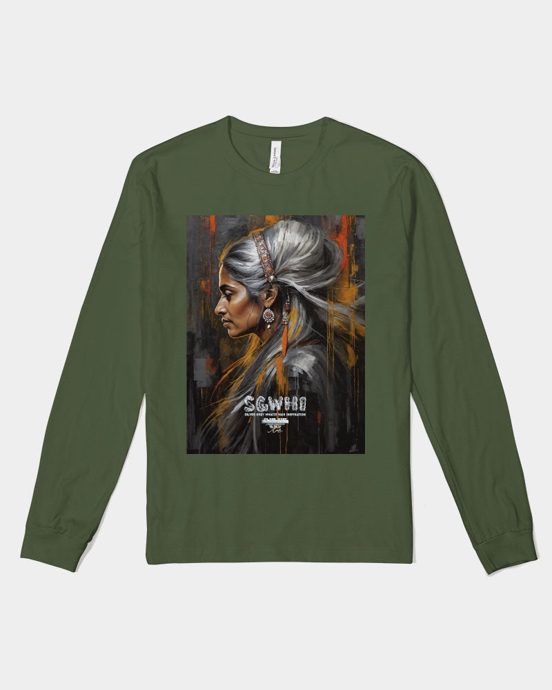 South Asian silver grey white hair sisters portrait [2] Unisex Jersey Long Sleeve Tee | Bella + Canvas