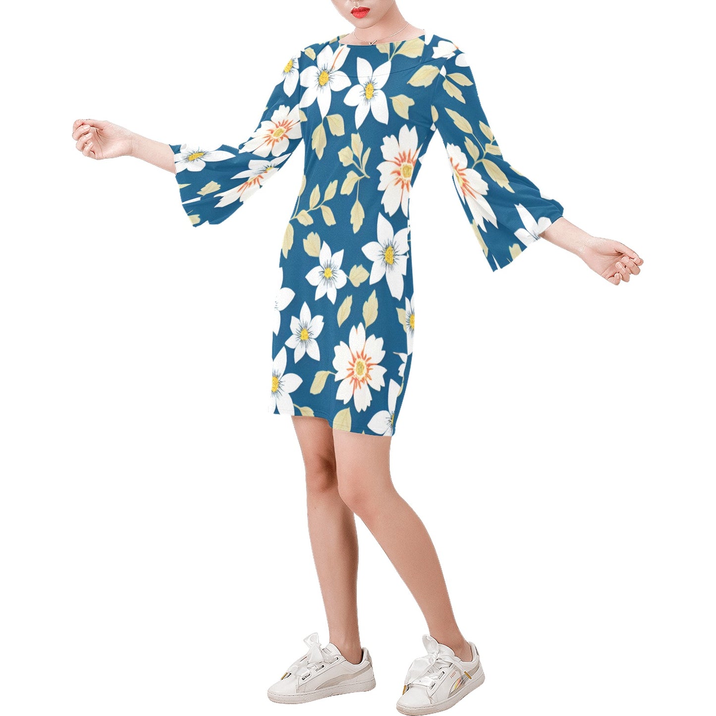 Women's Bell Sleeve Dress (Model D52)