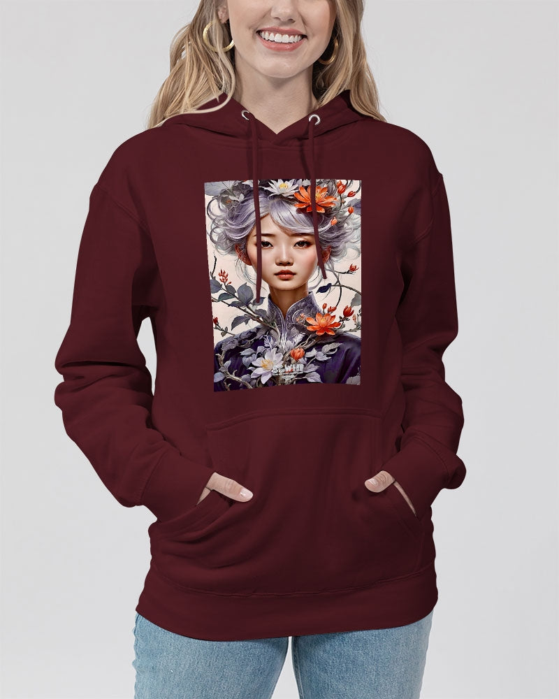 Beautiful Asian woman grey hair blossom Unisex Premium Pullover Hoodie | Lane Seven