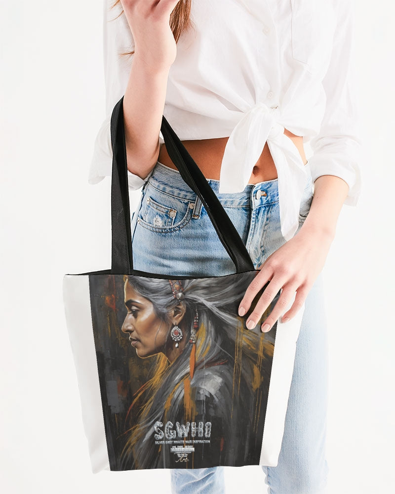 South Asian silver grey white hair sisters portrait [2] Canvas Zip Tote