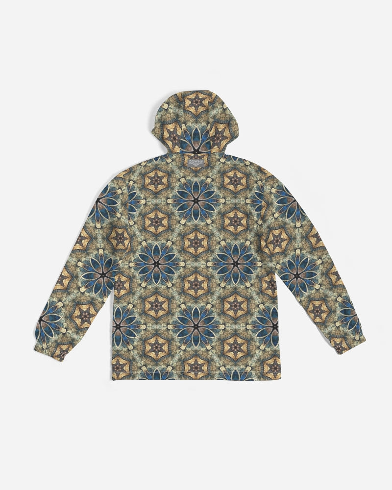 Green & Dark Blue almost star pattern. Men's All-Over Print Windbreaker