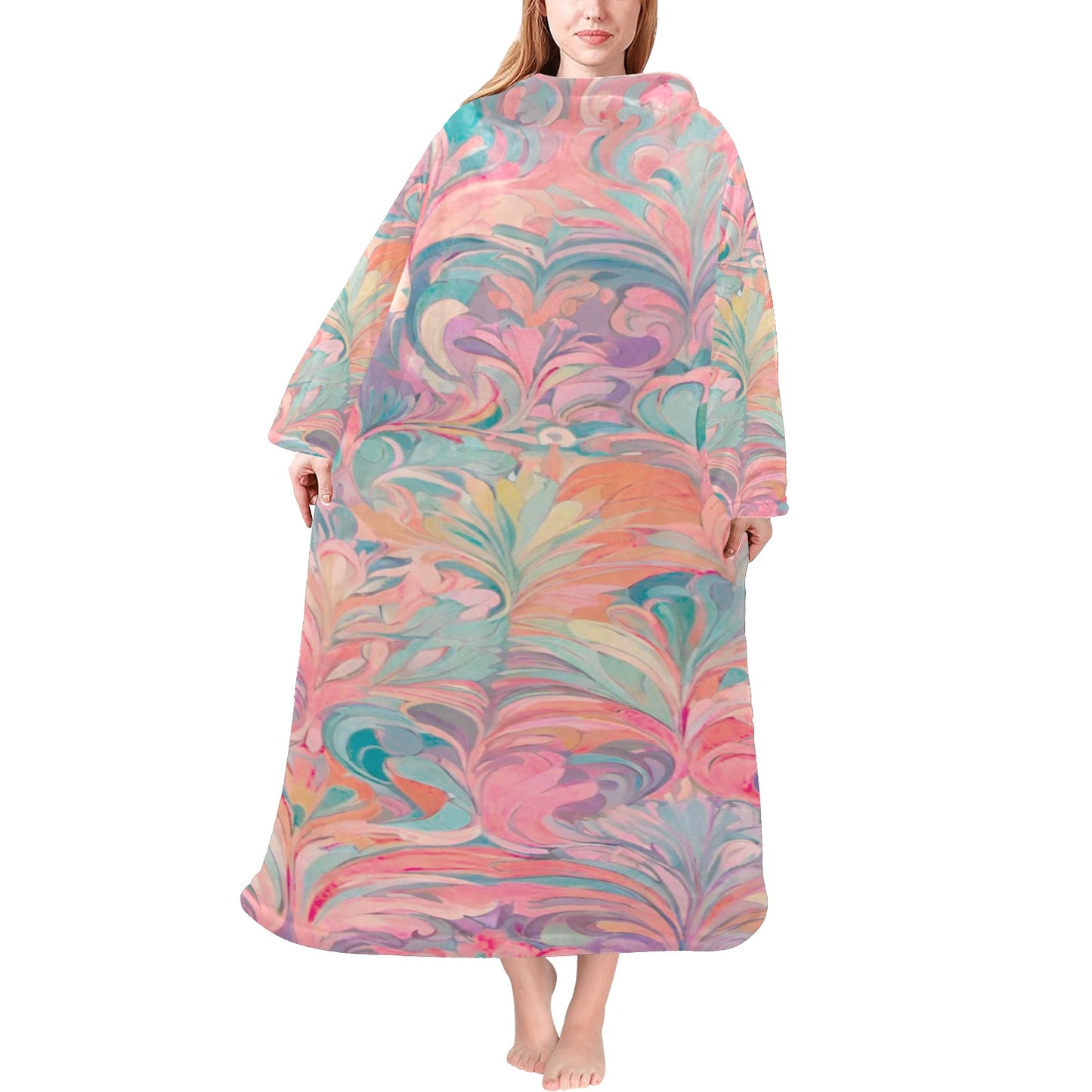 Blanket Robe with Sleeves for Adults