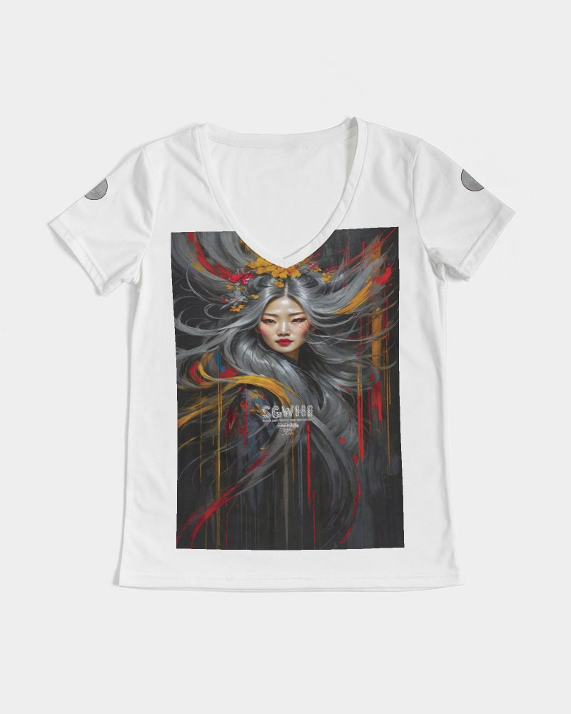 Asian collection [Part 1] Women's All-Over Print V-Neck Tee