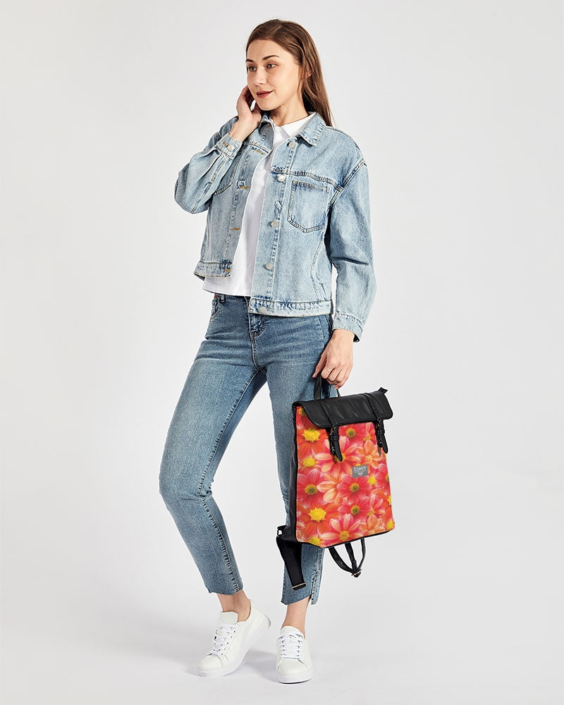 Beautiful blood orange flower design Casual Flap Backpack