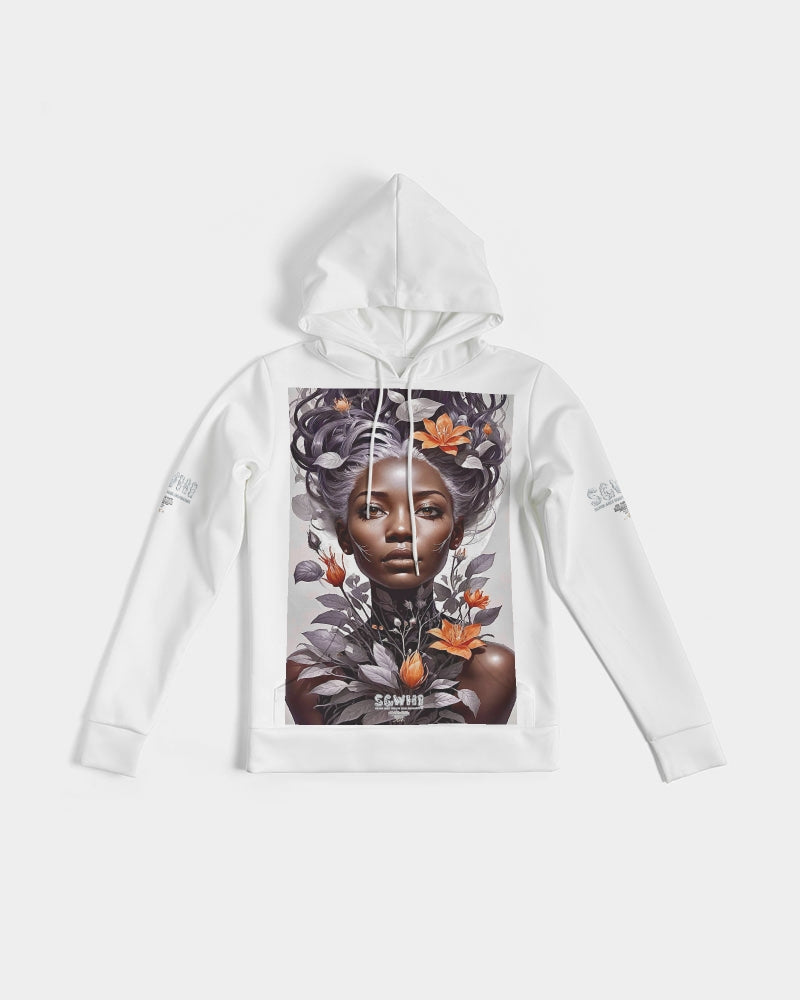 Beautiful black silver grey hair blossom Women's All-Over Print Hoodie