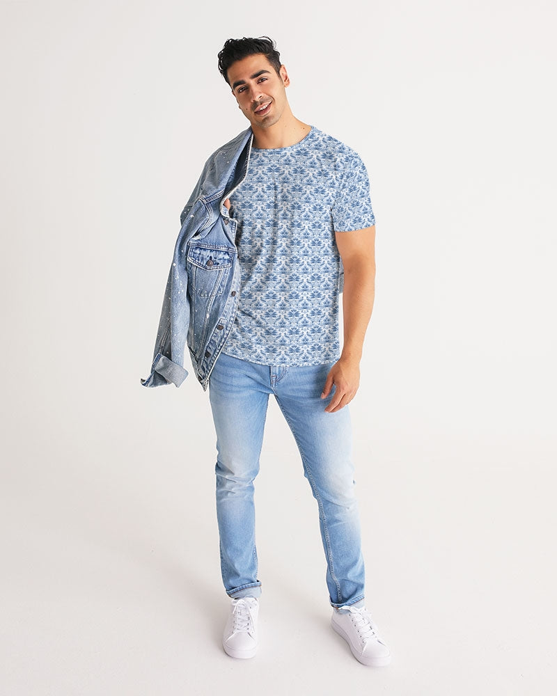 light blue Royal patten  Men's All-Over Print Tee