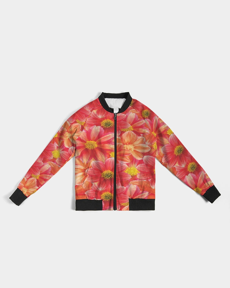 Beautiful blood orange flower design Women's All-Over Print Bomber Jacket