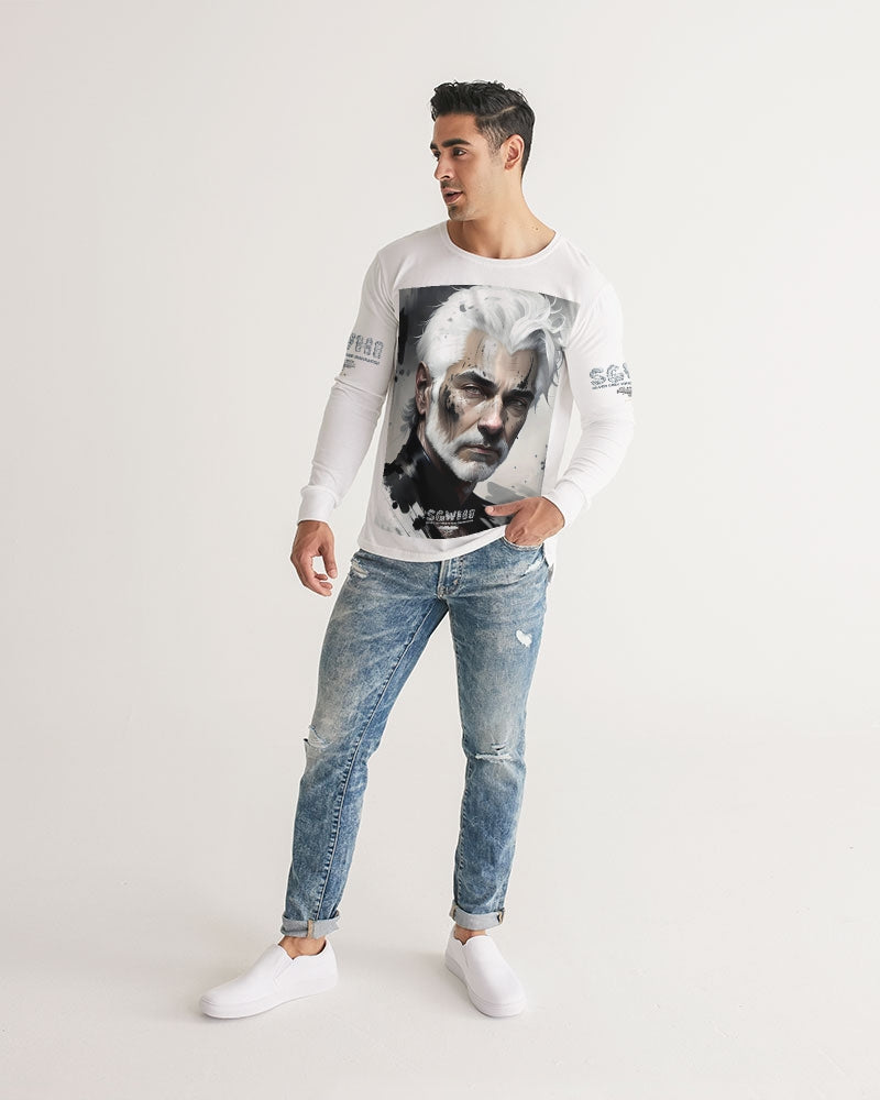 White silver grey fox King Men's All-Over Print Long Sleeve Tee