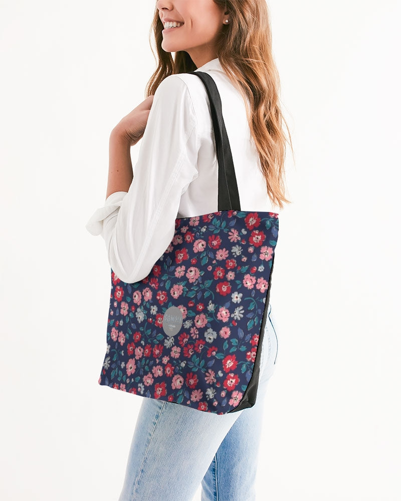 Midnight blue pretty glance.  Canvas Zip Tote