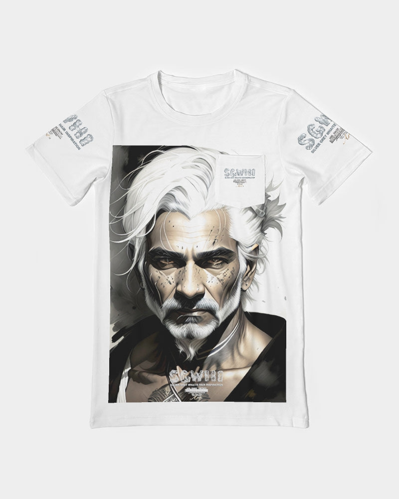 Handsome Silver grey Indian ink Portrait Men's All-Over Print Pocket Tee